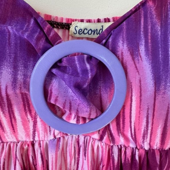 Colorful Pink & Purple Zig Zag Pattern Juniors' Beach Summer Dress - Picture 5 of 8